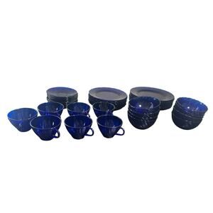 READ - Duralex France Beau Rivage Cobalt Blue Glass Set | Service for 8